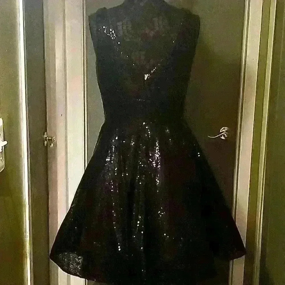 Black Sequins Party Dress sz 12 - Picture 5 of 6